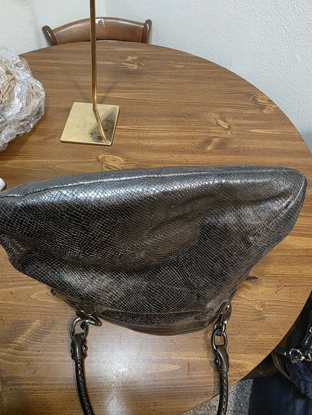 Coach Kristin ,black Python With Gunmetsl Hardware